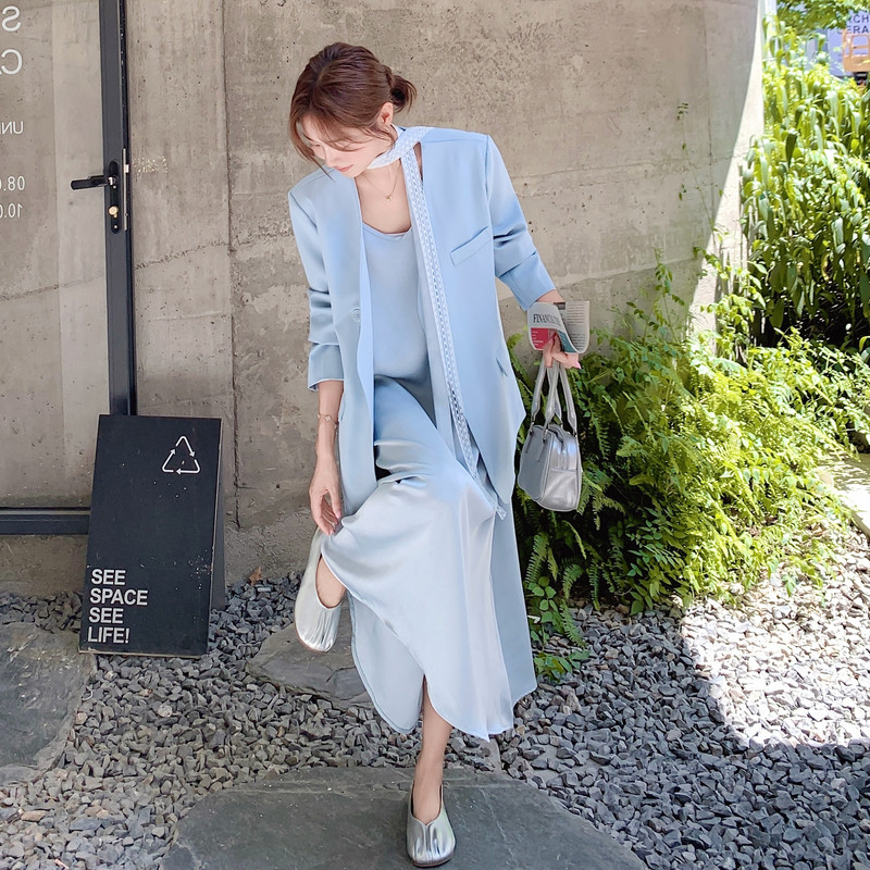 【春款现货】数据好蓝色西装+吊带连衣裙套装293-2670-P185控268，女装套装/套裙，浙宝293