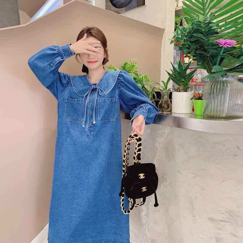 【新款】22秋甜美复古牛仔连衣裙205A-8810-P130控188,女装连衣裙,浙宝293