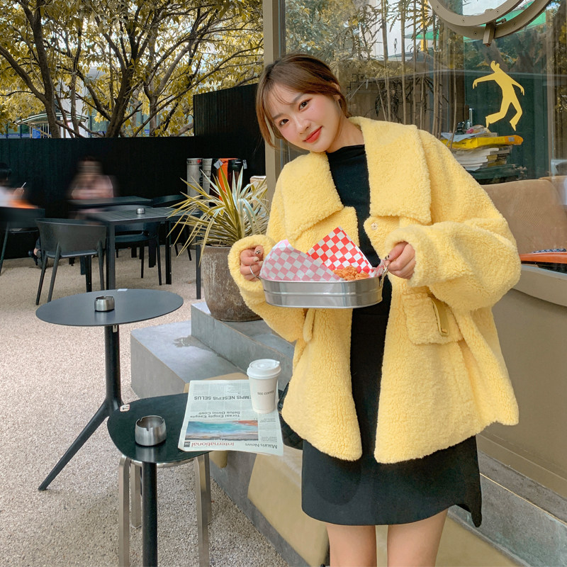 【冬装新款】韩版chic宽松羊羔毛短外套205A-K630-P165控248,女装短外套,浙宝293