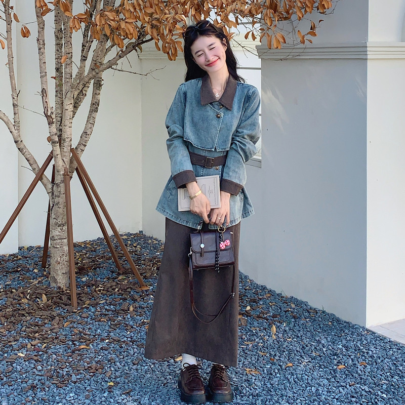 设计感牛仔套装女2025年秋季新款时尚休闲复古百搭超火巨好看套装,女装套装/套裙,浙宝293