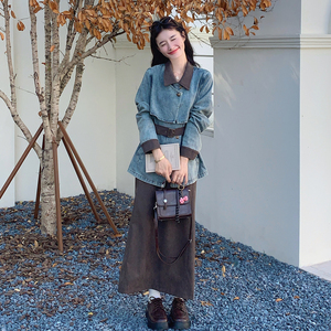 设计感牛仔套装女2025年秋季新款时尚休闲复古百搭超火巨好看套装图片