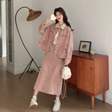 【新款现货】数据好牛仔钩花外套+半身裙套装293-265-P195控318，女装套装/套裙，浙宝293