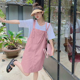 `【新款】盐系小清新学院牛仔背带裙205A-6610-P90控148，女装连衣裙，浙宝293