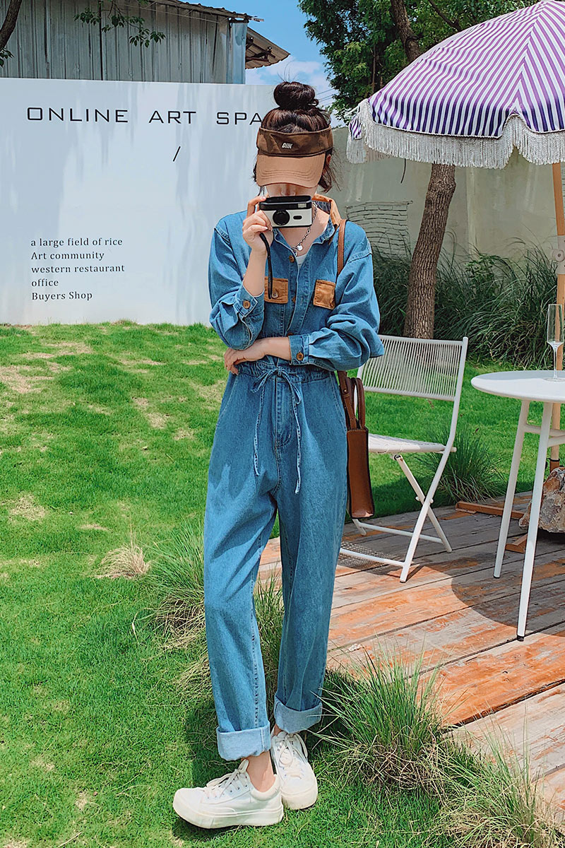 【新款】设计感撞色工装牛仔连体裤205A-8809-P135控188,女装连衣裙,浙宝293