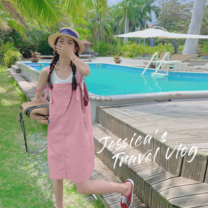 `【新款】 盐系小清新 学院牛仔背带裙 205A-6610-P90控148,女装连衣裙,浙宝293