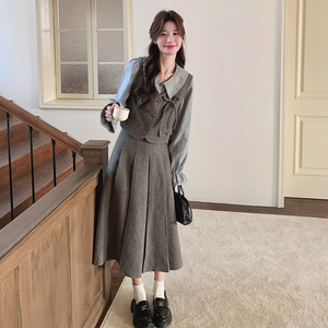 【春款现货】数据好 ！衬衣 马甲 裙三件套 293-2538-P170控258，女装套装/套裙，浙宝293