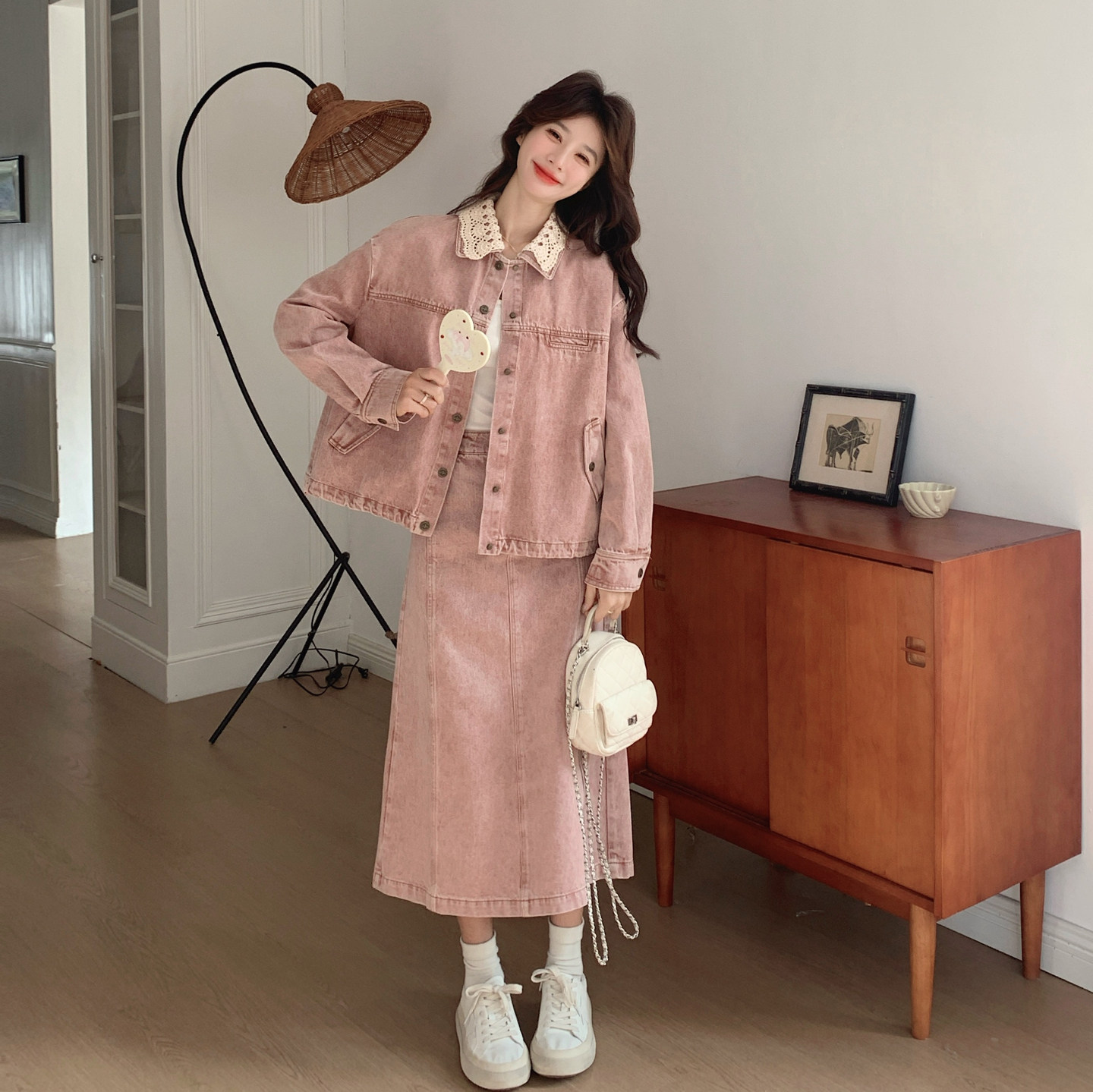 【新款现货】数据好牛仔钩花外套+半身裙套装293-265-P195控318，女装套装/套裙，浙宝293