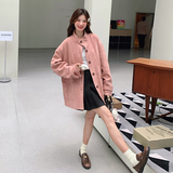麂皮绒立领外套女休闲减龄2024秋季新款韩系慵懒风超好看宽松夹克，女装短外套，浙宝293