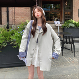 【新款】现货拼接格子风衣外套配斜挎包293-2695-P155控238，女装短外套，浙宝293