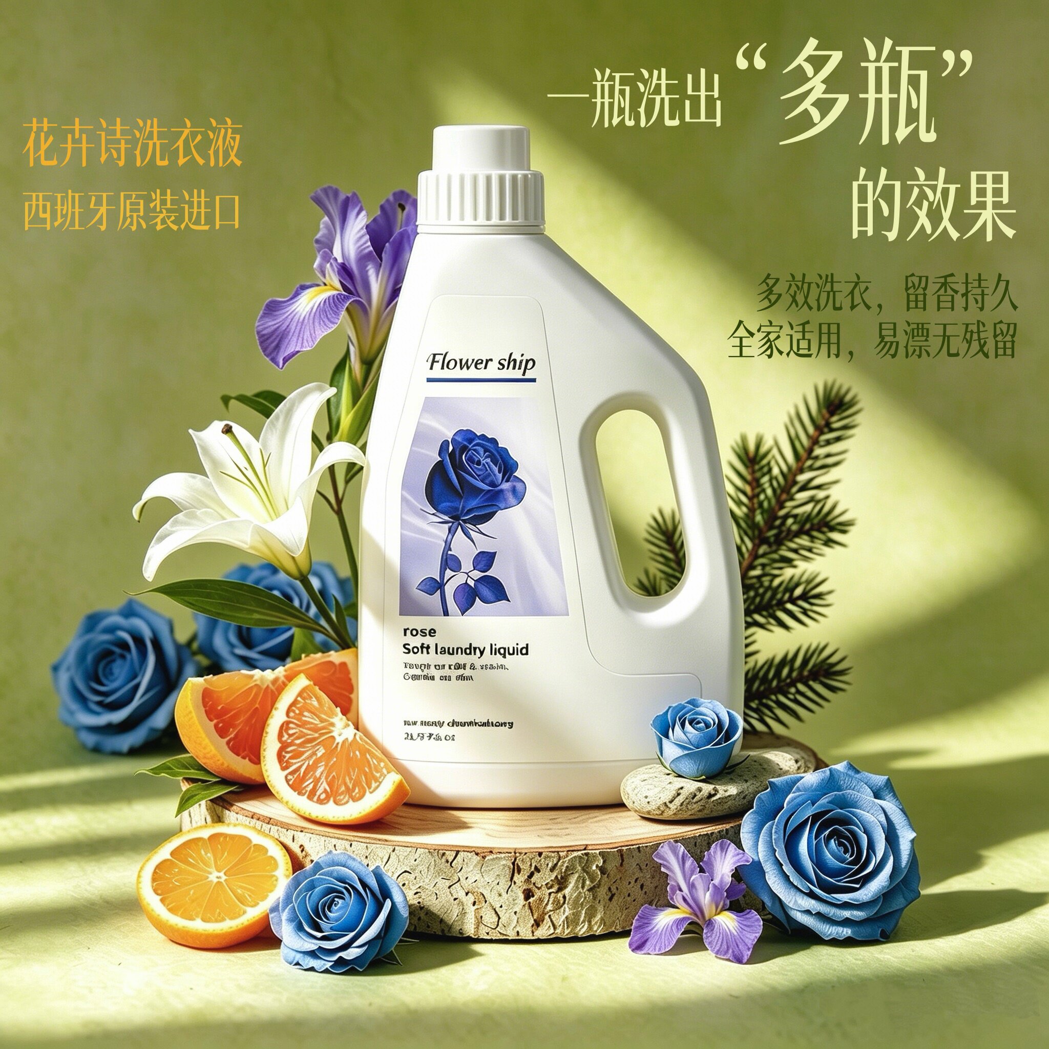 花卉诗蓝色妖姬马赛除螨洗衣