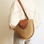 今年马鞍编织单肩包包2025个性 创意腋下百搭沙滩包ins海边度假包