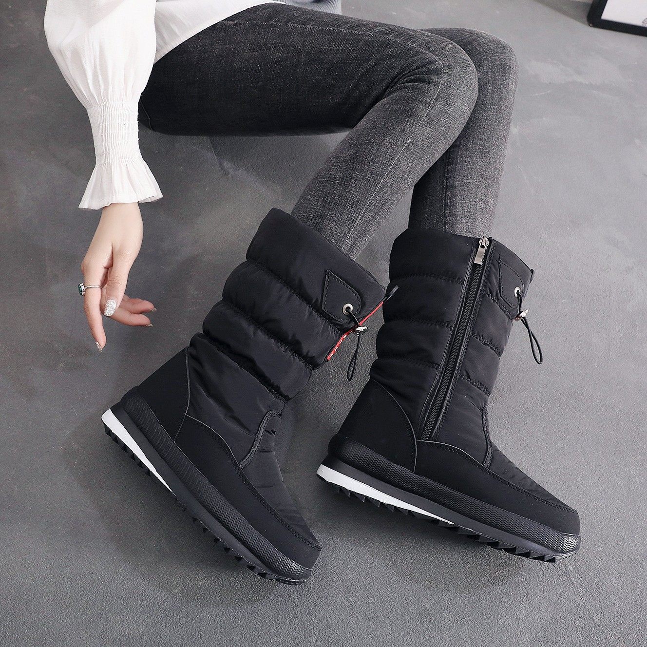 2025新款冬季加厚女士舒适保暖中筒棉靴时尚雪地靴防滑休闲大棉鞋,女鞋,时尚雪地靴,淘宝优惠券,粉丝福利购,淘宝优惠卷