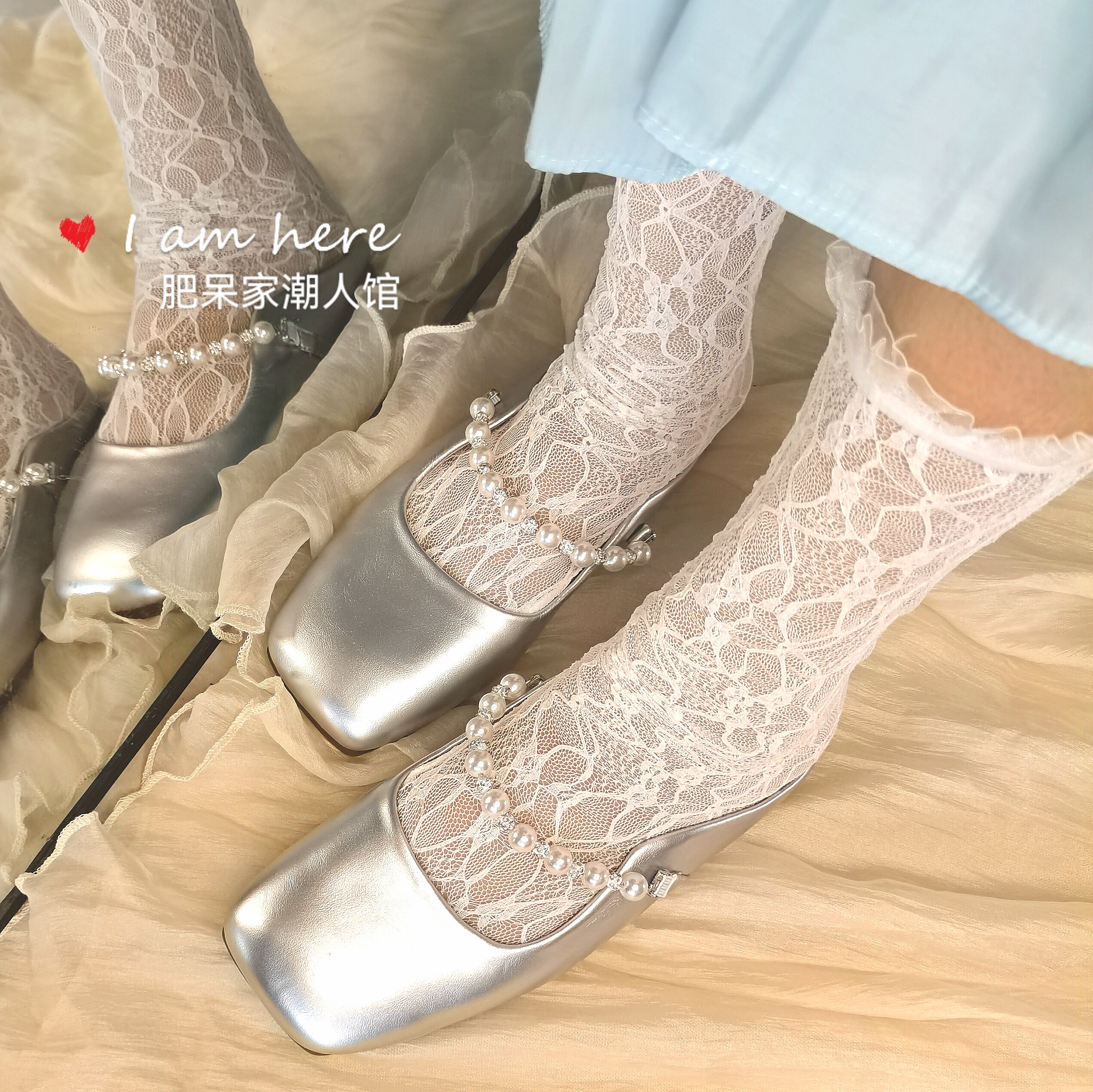 配玛丽珍鞋的袜子夏季花边镂空女白色蕾丝堆堆袜子女夏季薄款中筒