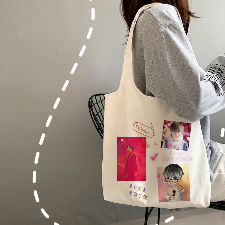 ins明星周边帆布包手提袋薛之谦同款单肩书包粉丝应援礼物diy定制