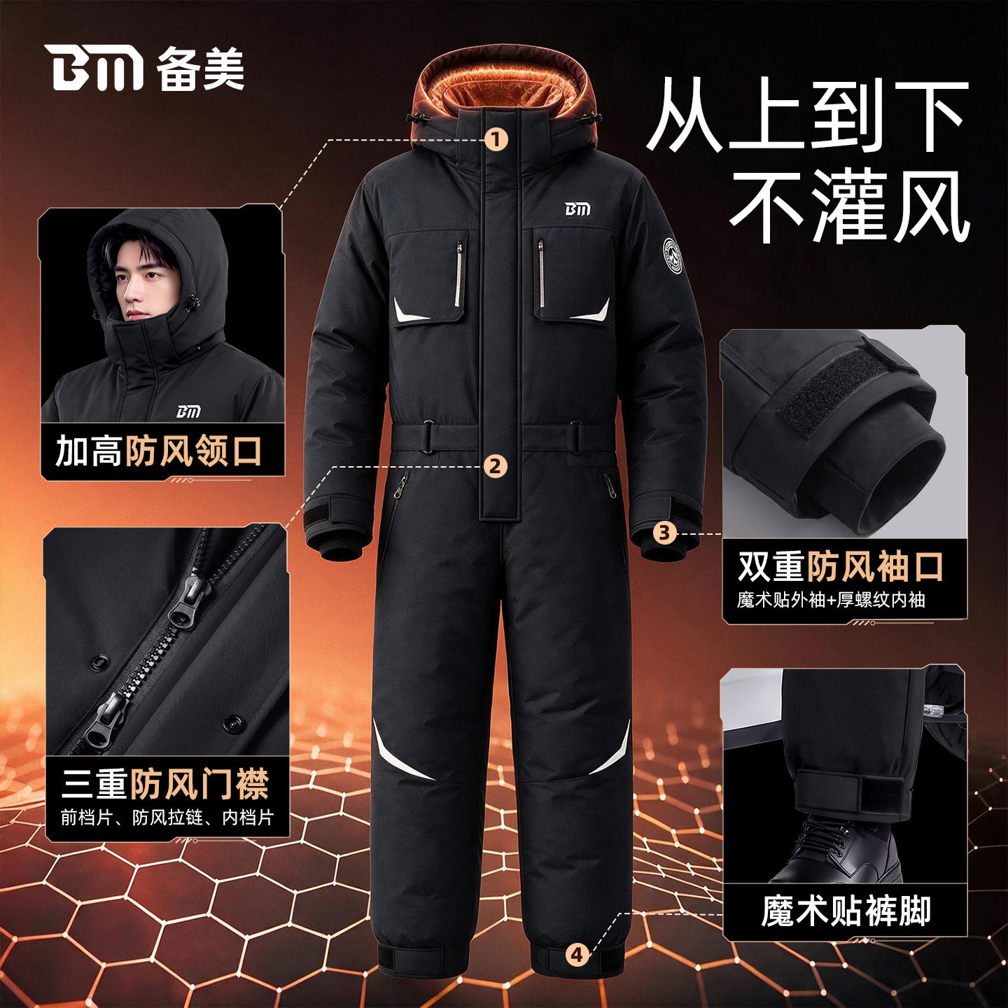 备美加绒加厚防风被保暖棉衣