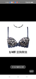 爱恋伊AERENEY中杯蕾丝性感聚拢文胸软钢圈内衣清仓81267豹纹