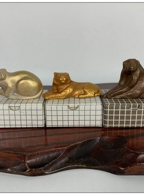 中古日本回流 南部铁器 置物干支 生肖鼠 生肖虎 生肖猴 实芯