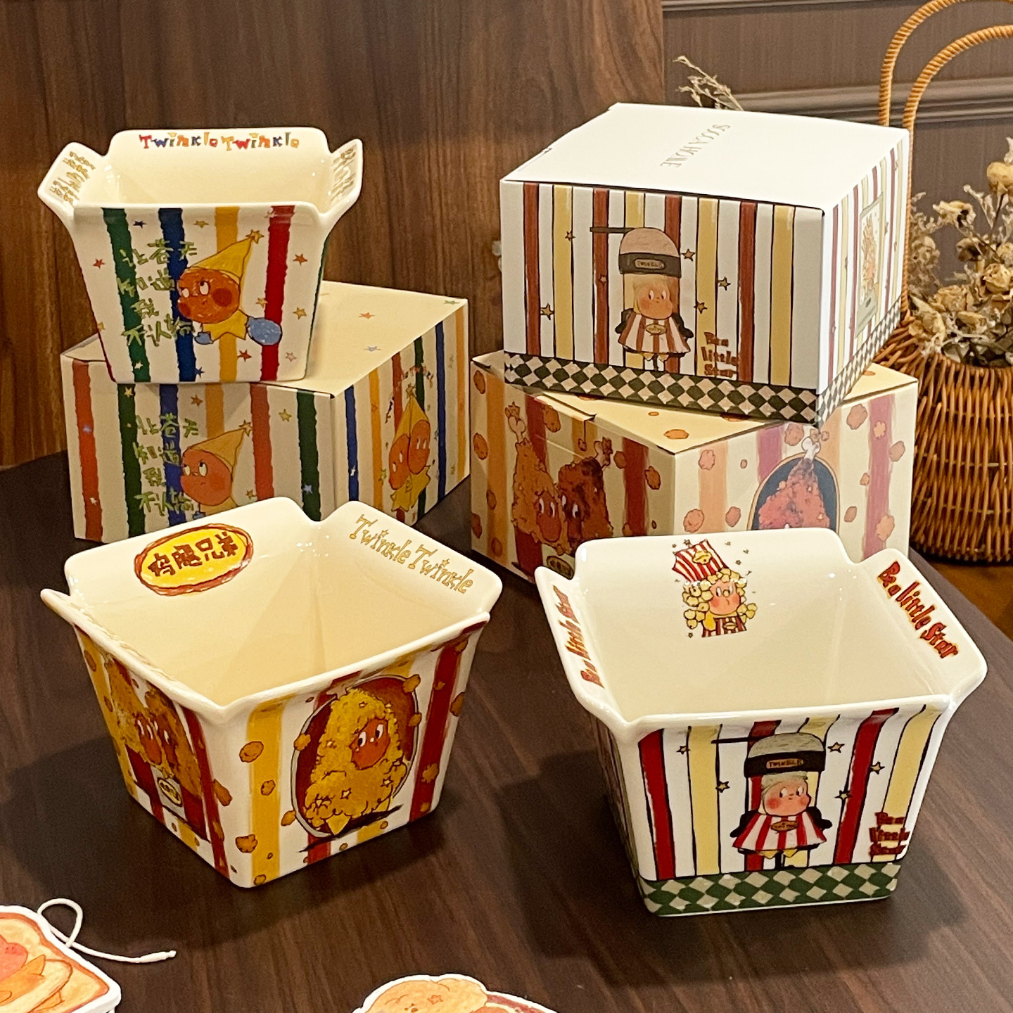 星星人餐具爆米花碗水果碗高颜值装薯条碗大容量陶瓷零食碗沙拉碗,餐饮具,碗,淘宝优惠券,粉丝福利购,淘宝优惠卷