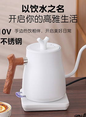 Electric Kettle 跨境110V电热水壶天鹅颈301不锈钢咖啡壶烧水壶