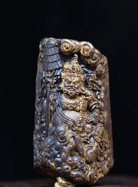 沉香黄财神挂件文莱财宝天王奇楠