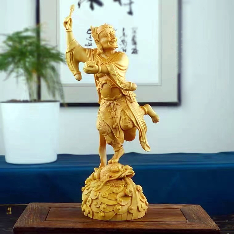 魁星点斗小摆件木雕实木雕刻黄杨木学子祝福家居饰品玄关装饰包邮