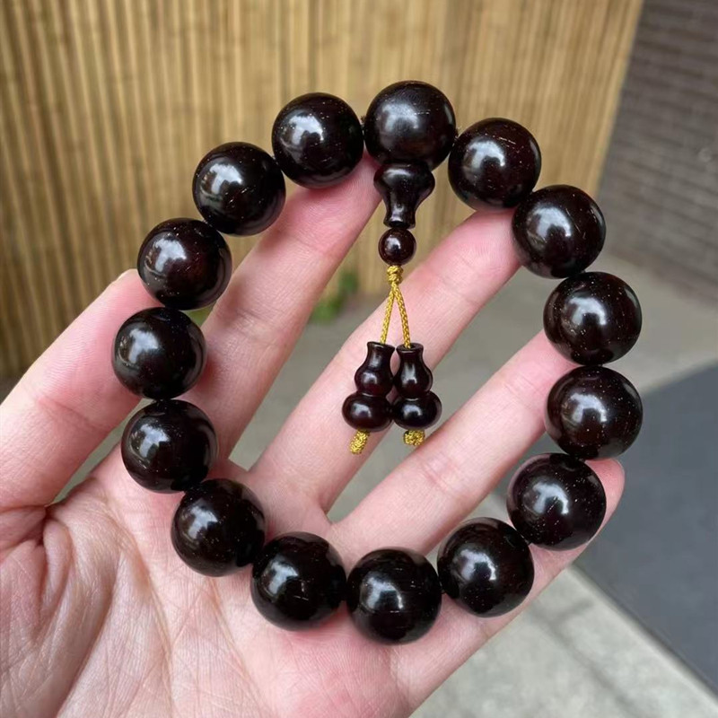 紫檀木佛珠手串15颗金星小叶紫檀