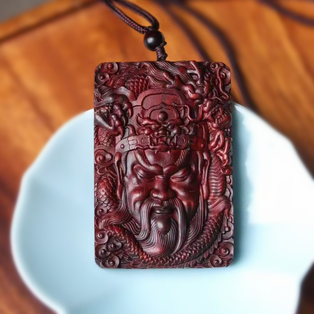 关公牌红木雕刻手把件檀木牌无事牌印度小叶紫檀吊坠武圣关羽车挂