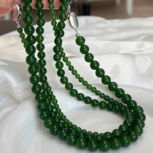 小狐狸的饰品新中式显白绿色玉髓串珠碧玉色项链复古锁骨颈链