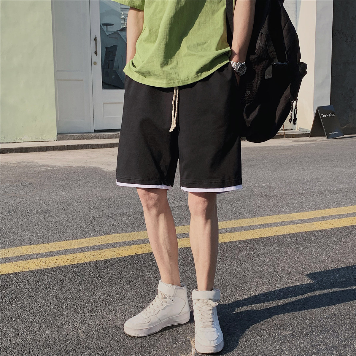 夏季純色運動五分短褲男百搭寬松bf休閑褲港風直筒ins薄款中褲男在類目 男裝, 休閒褲中 - 來自Buy2taobao.com提供專業的淘寶代購服務