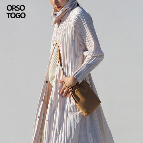 纯色中长款风衣ORSOtogo大码修身