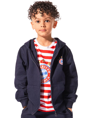 进口拜仁外套卫衣少儿深蓝有机棉连帽夹克衫官方正品34601品德居