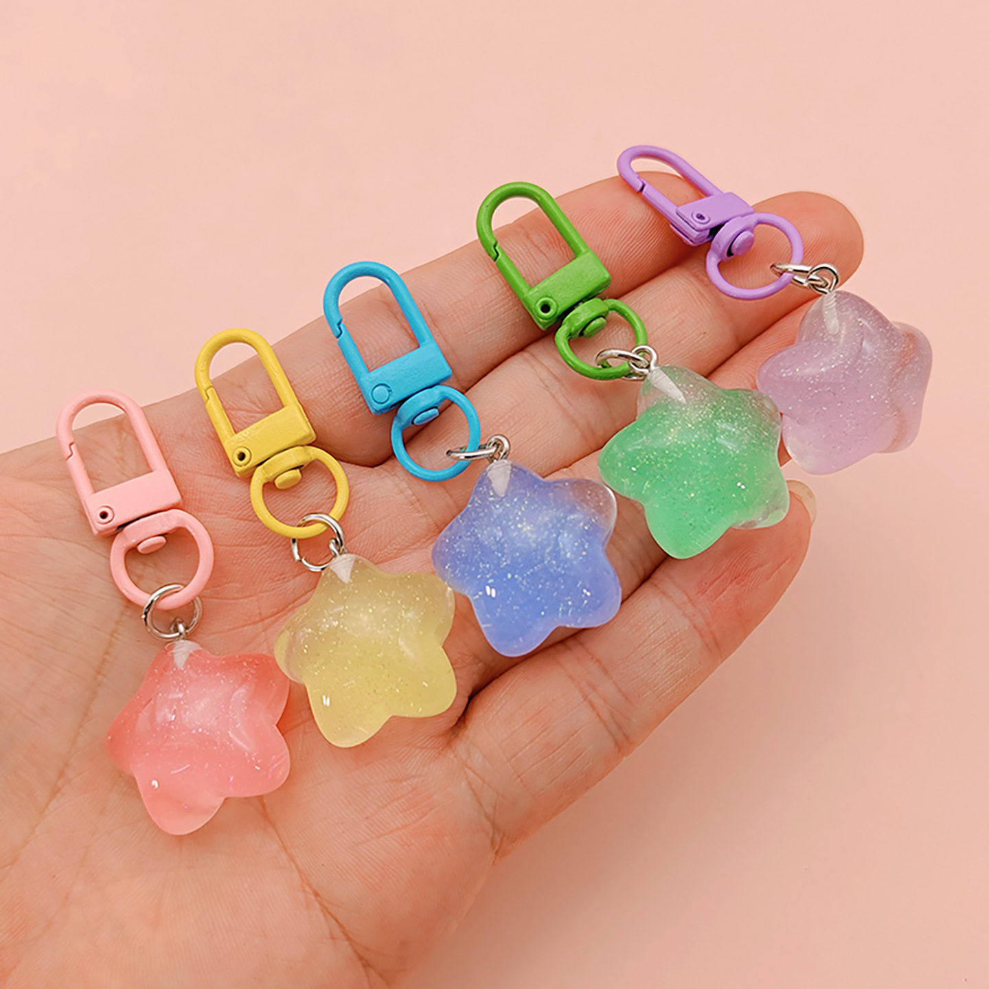 夜光新款可爱卡通星星钥匙扣挂件少女心甜美背包钥匙扣小挂饰