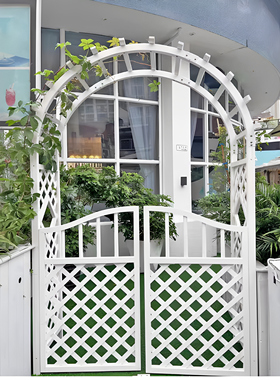 拱门花架防腐木爬藤架木质拱形户外庭院葡萄架月季实木花园门白色