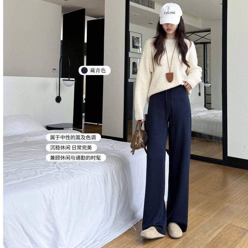 佐丹伊88098暖绒直筒裤牛奶绒 高腰抽绳设计秋冬
