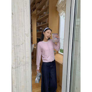 针织衫 2558纯色 韩版 浪漫紫 懒秋 通勤 薄薄云朵女开衫