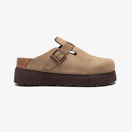 7厘米勃肯鞋厚底桑坡增高女鞋拖鞋包头拖凉鞋博肯鞋半拖外穿真皮