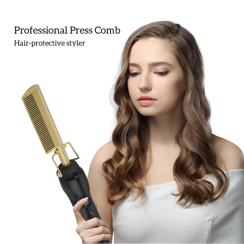 hot comb wet and dry hair use hair curler iron electric stra