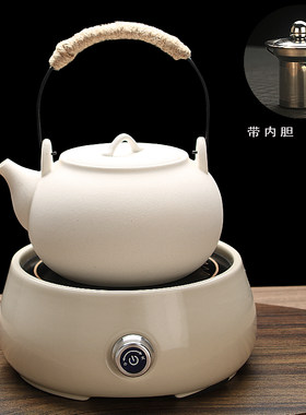 新款陶瓷电陶炉白泥陶壶套装家用泡茶烧水壶提梁煮茶壶带过滤网