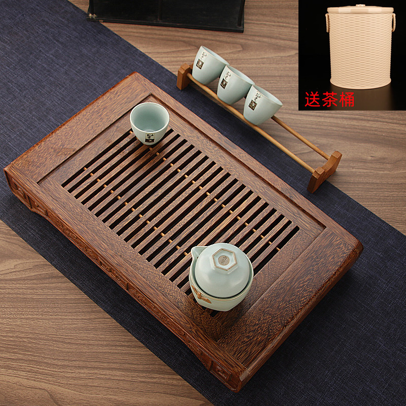 【送茶桶】实木鸡翅木茶盘