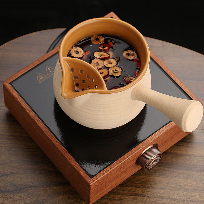 家用罐罐茶酒精炉煮茶器侧把粗陶室内电陶炉煮茶壶陶壶泡茶壶套装