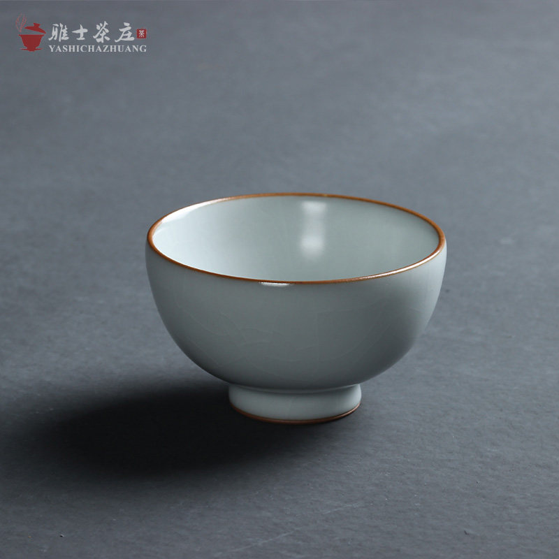 雅士茶庄善窑厂李善明月白汝窑茶盏 开片主人杯 功夫茶杯 品茗杯