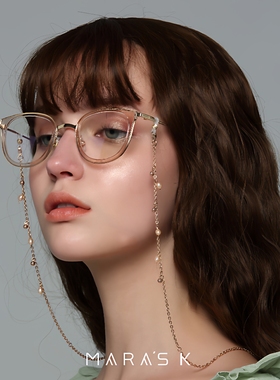 流苏复古原创ins眼镜链女 挂脖不褪色珍珠玫瑰金色少女心