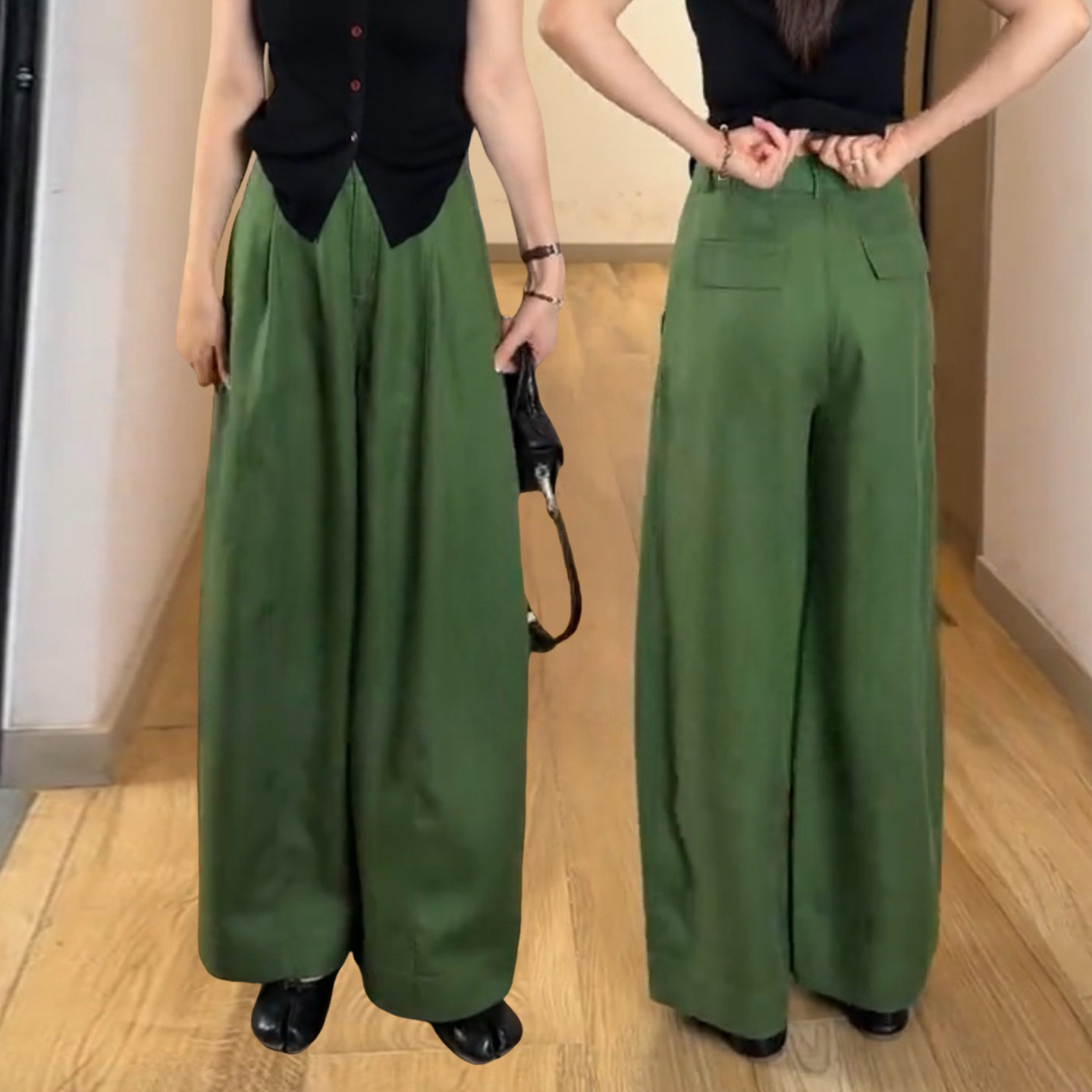休闲慵懒风亚麻阔腿裤女天丝亚麻夏季高腰垂感显瘦宽松高级感裤子