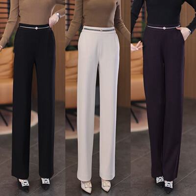 高腰显瘦时尚长裤窄版直筒裤