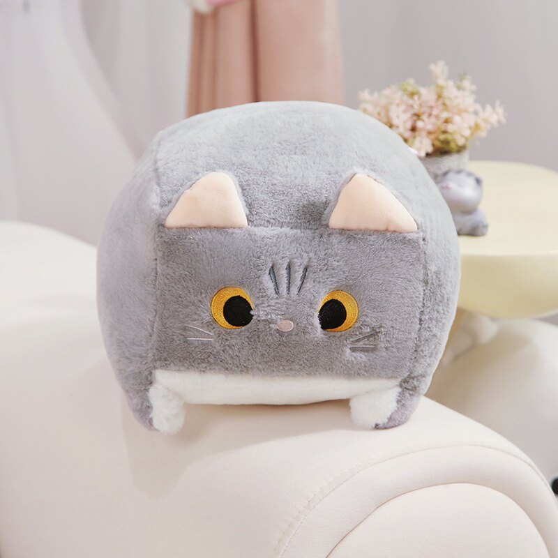 卡通方形猫咪抱枕毛绒玩具灰猫黑猫玩偶布娃娃儿童节生日礼物女孩