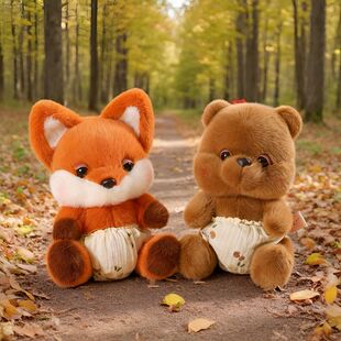 可爱狐狸小熊毛绒玩具猫咪兔子玩偶布娃娃儿童生日礼物送男孩女孩