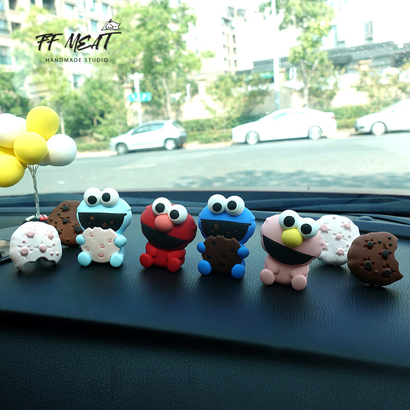 芝麻街艾摩可爱甜饼怪饼干香薰石膏扩香石汽车出风口夹车载香水