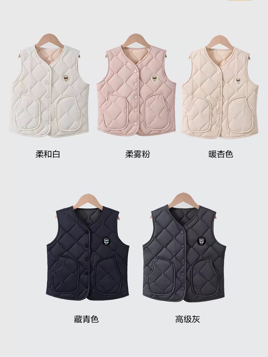 儿童男童马甲女童保暖背心秋冬款羊毛马夹中大童夹棉坎肩外套上衣