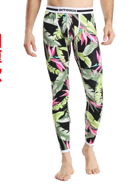 INTOUCH男士秋裤印花保暖裤秋冬打底裤U凸个性中厚款低腰秋裤线裤