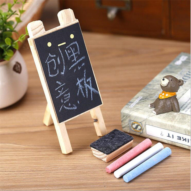 创意可爱支架式迷你桌面黑板小熊记事留言板 附赠粉笔板擦纸盒装